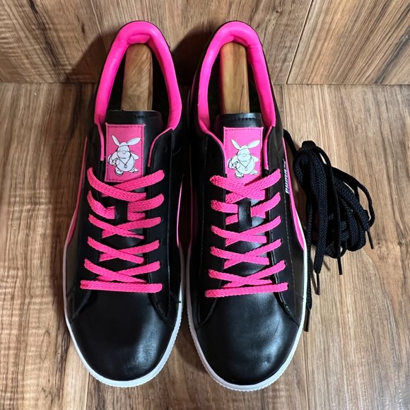 Puma Easter Basket Mens Skateboard Shoes Black Pink Rare Leather 345568 Size 12 - Picture 5 of 8